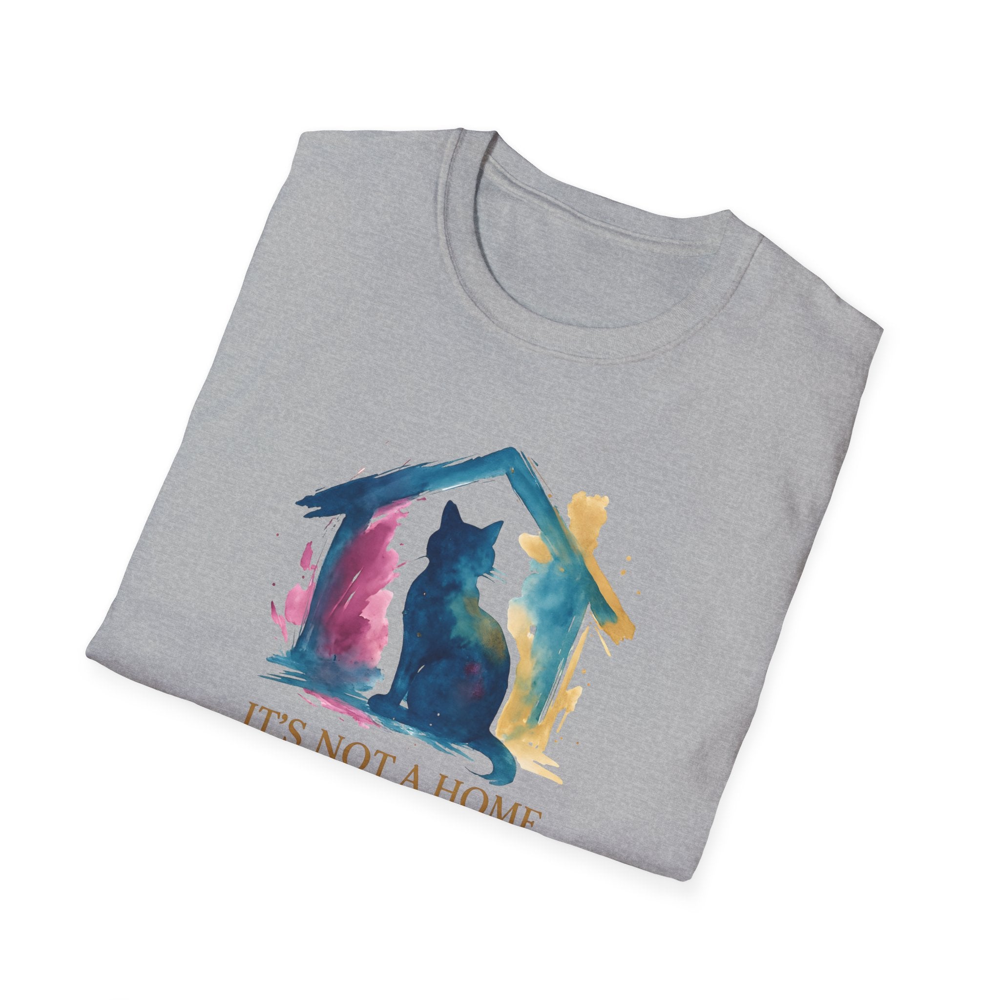 Watercolor Cat Inside House T-Shirt